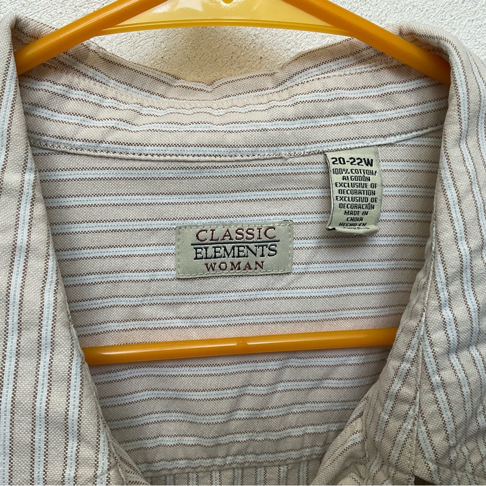 Classic Elements Tan Blue Striped Button Down Wit… - image 3
